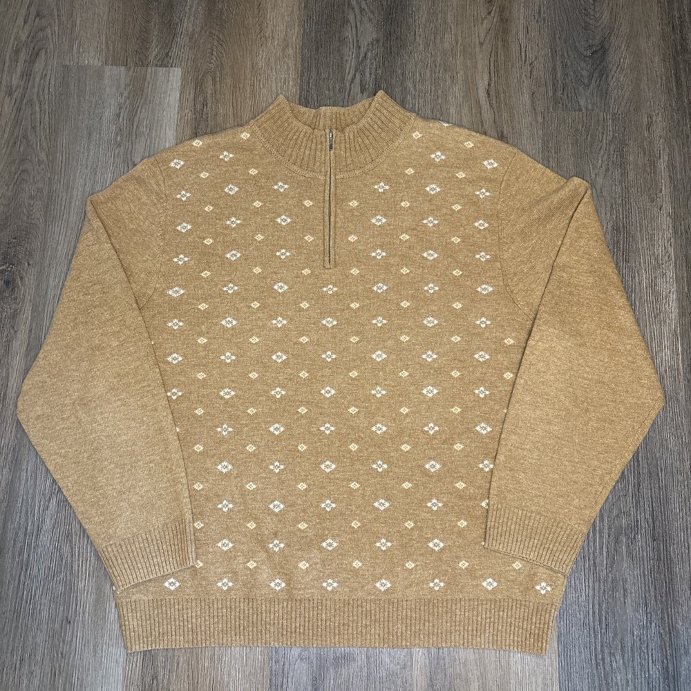 Jos. A. Bank Lamb's Wool Sweater Men's Size XL Quarter‎ Zip Signature Academia